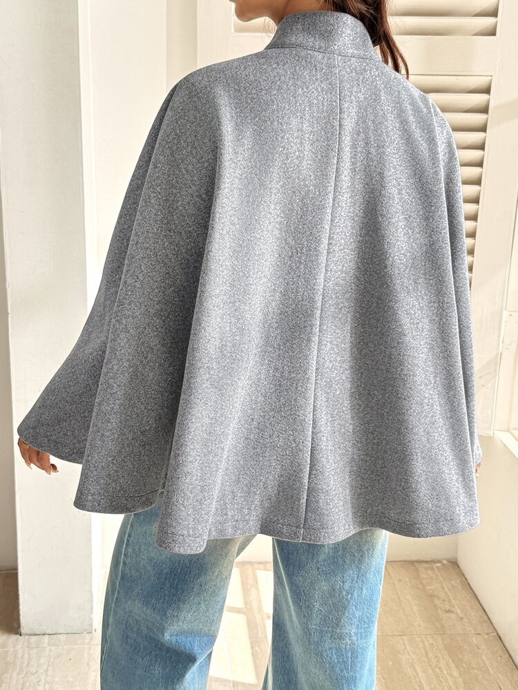 SHEIN 孕婦腰帶式蝙蝠袖優雅修身夾克外套 秋季 - 灰色 - 查看 9