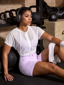 Powerista 女款白色網紗透視寬鬆短袖拉鍊運動外套，適合跑步、瑜伽、健身房、室內外運動與日常穿著，Seki 風格 Y3k - 白色 - 查看 10