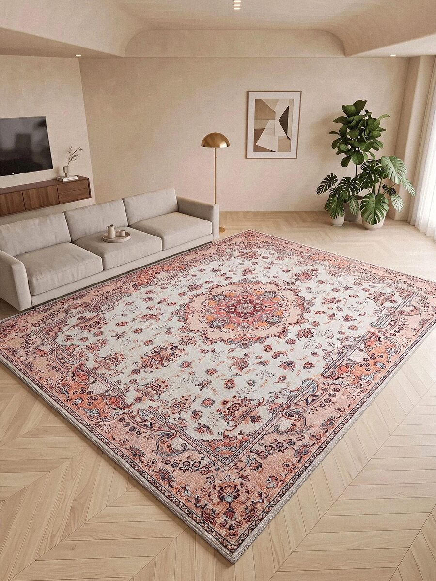 Digitally Printed Non-Slip Washable Runner And Area Rug Living Room Carpet, Modern Design | Modern, Scandinavian, Bohemian And Classic Styles | 100% Polyester - Creamy White - View 1