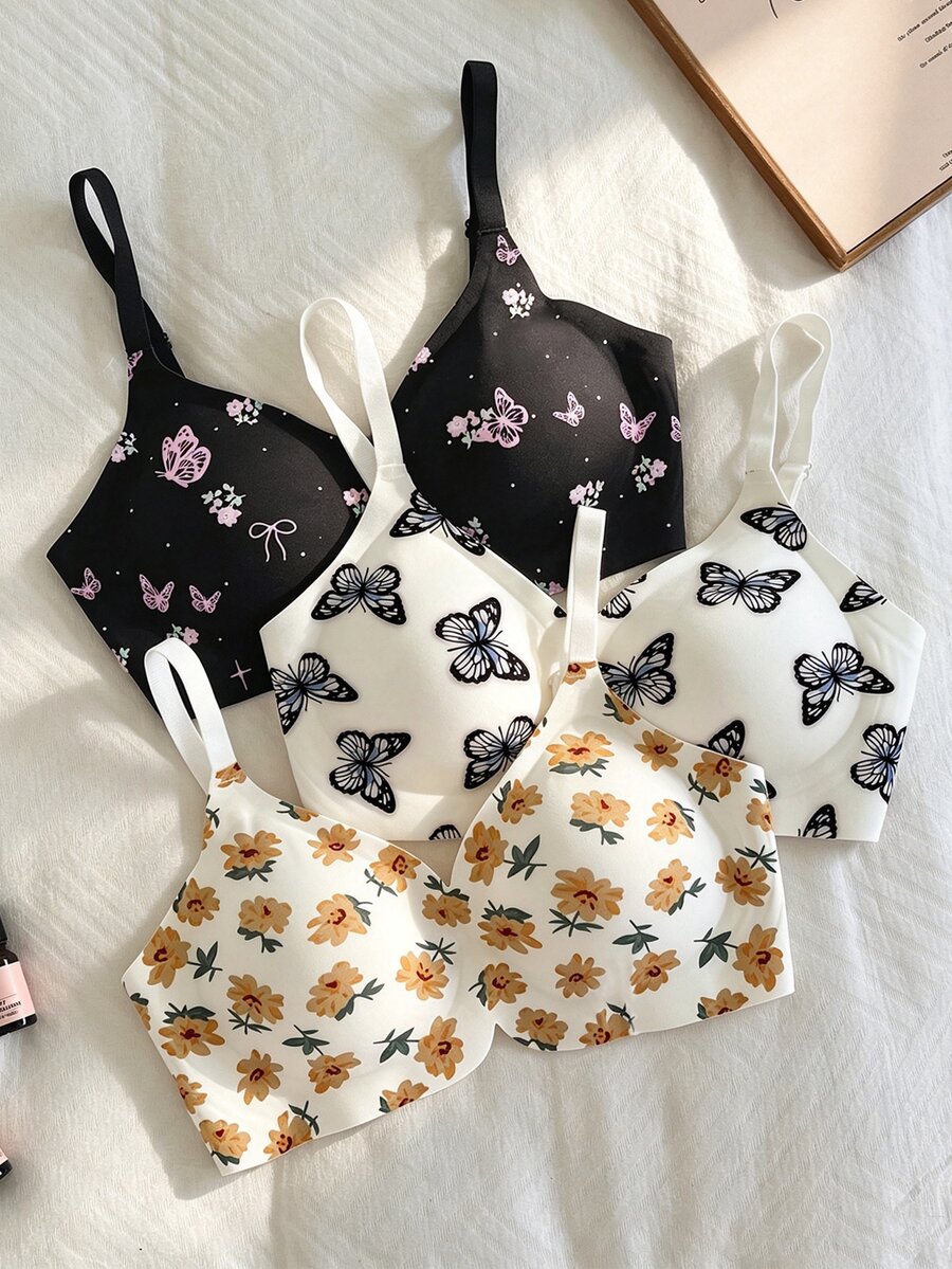Napfluff Comfortable Printed Seamless Women's Underwear 3-Piece Set - Multicolor - View 1