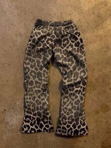 INAWLY Pantalones casuales de mujer con estampado de leopardo y gráfico de letras - Multicolor - Ver 2