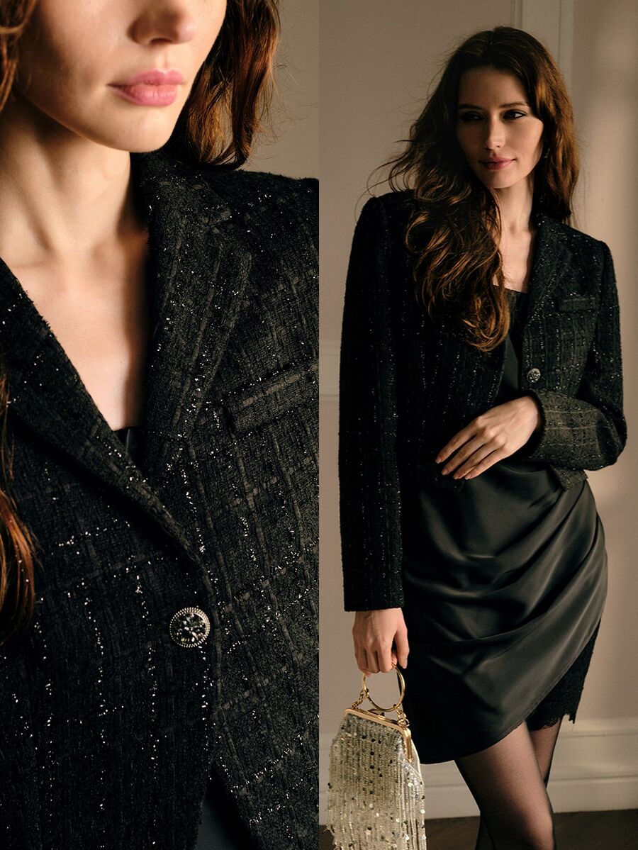 MOTF PREMIUM WOMEN'S TWEED FASHION CASUAL COMMUTER JACKET
