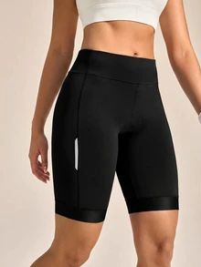 Exploreva Exploreva Women's Solid Color Slim Fit Cycling Shorts Bike Ride Outfit - Black - View 4
