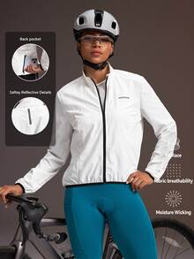 Powerista Women's Long Sleeve Woven Cycling Jacket Breathable Cycling Breathable Soft Casual White Workout Summer Autumn All Season Loose Jacket - White - View 1