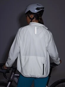 Powerista Women's Long Sleeve Woven Cycling Jacket Breathable Cycling Breathable Soft Casual White Workout Summer Autumn All Season Loose Jacket - White - View 4