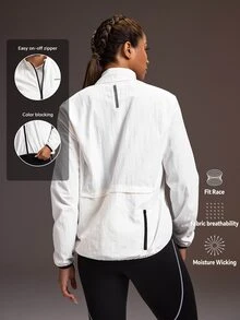Powerista Women's Long Sleeve Woven Cycling Jacket Breathable Cycling Breathable Soft Casual White Workout Summer Autumn All Season Loose Jacket - White - View 2