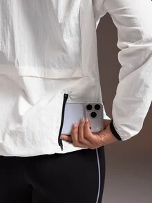 Powerista Women's Long Sleeve Woven Cycling Jacket Breathable Cycling Breathable Soft Casual White Workout Summer Autumn All Season Loose Jacket - White - View 6