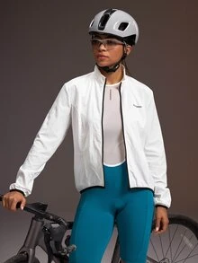 Powerista Women's Long Sleeve Woven Cycling Jacket Breathable Cycling Breathable Soft Casual White Workout Summer Autumn All Season Loose Jacket - White - View 9
