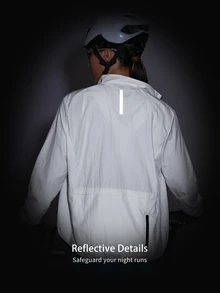 Powerista Women's Long Sleeve Woven Cycling Jacket Breathable Cycling Breathable Soft Casual White Workout Summer Autumn All Season Loose Jacket - White - View 3