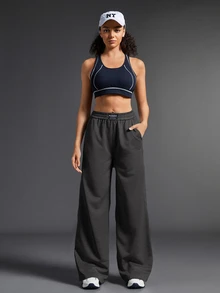 Exploreva Exploreva Celana Panjang Denim Kasual Wanita dengan Saku untuk Pemakaian Sehari-hari dan Aktivitas Luar Ruangan - Grey - View 4