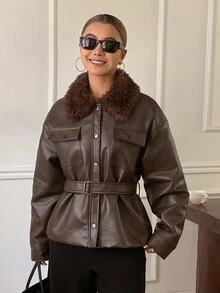 DAZY Women Winter Coats School Fall - Brown - View 8
