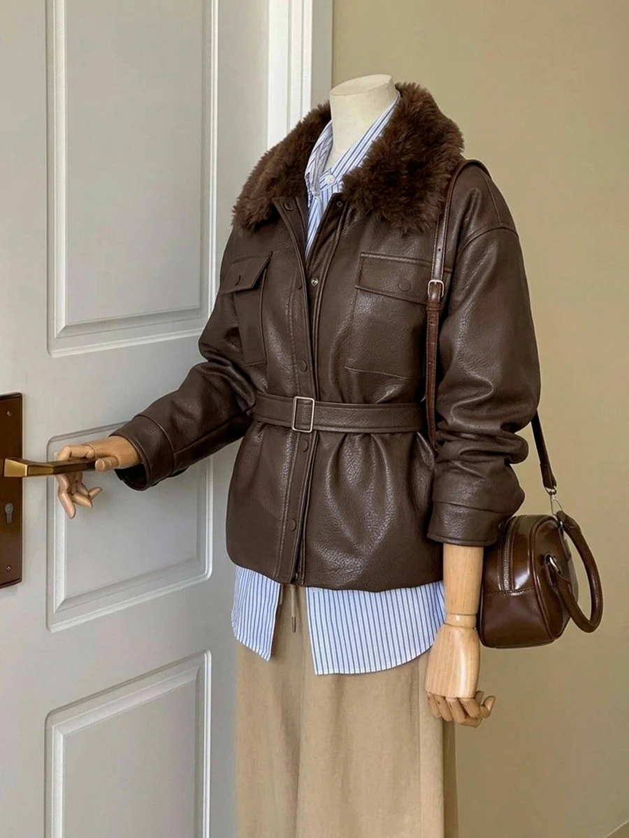 DAZY Women Winter Coats School Fall - Brown - View 1