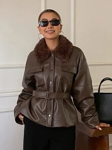 DAZY Women Winter Coats School Fall - Brown - View 4