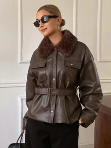 DAZY Women Winter Coats School Fall - Brown - View 3