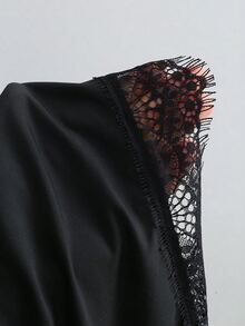 valorelle valorelle 女款優雅純色棕色與黑色金屬裝飾蕾絲拼接T恤 2件組，秋季 - 彩色 - 查看 5