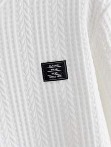HIMLAND Men's Long Sleeve T-Shirt, White Basic Tee, Textured Knit Top, Crewneck Pullover, Ribbed Thermal Shirt, Autumn Inner Wear, Minimalist Menswear - White - View 4