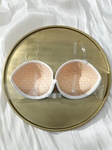 Bralution Women's Solid Color Bra Detachable Transparent Straps Bra Strapless Bra - White - View 2