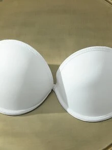 Bralution Women's Solid Color Bra Detachable Transparent Straps Bra Strapless Bra - White - View 5