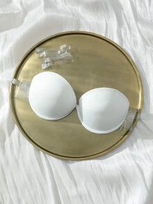 Bralution Women's Solid Color Bra Detachable Transparent Straps Bra Strapless Bra - White - View 4