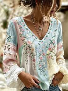 Selamara Woven Regular Fit Round Neck Long Sleeve Top - White - View 1