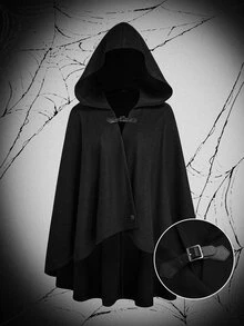Sweetra Mantel Jubah Wol Berkerudung Ukuran Besar untuk Musim Gugur/Dingin - Hitam - View 1