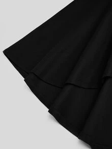 Sweetra Mantel Jubah Wol Berkerudung Ukuran Besar untuk Musim Gugur/Dingin - Hitam - View 6