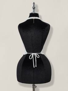SHEIN ICON ملابس علوية كشكش للصيف ذو ظهر مكشوف وياقة حول الرقبة مزين بالخرز - أبيض - مشاهدة 2