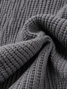EURMUSE Plus Size Women Solid Turtleneck Drop Shoulder Oversize Sweater - Light Grey - View 6