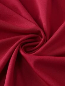 Balvessa Women's Elegant Solid Color Surplice Neck Ruched Waist Wrap Hem Ruffle Dress, Spring/Autumn - Red - View 6