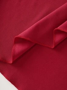 Balvessa Women's Elegant Solid Color Surplice Neck Ruched Waist Wrap Hem Ruffle Dress, Spring/Autumn - Red - View 5