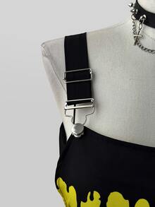 Sunspun Gaun Terusan Motif Punk Halloween Ukuran Besar untuk Musim Gugur/Dingin - MultiWarna - View 4