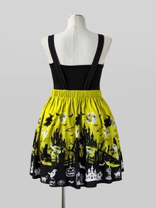 Sunspun Gaun Terusan Motif Punk Halloween Ukuran Besar untuk Musim Gugur/Dingin - MultiWarna - View 2