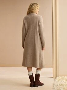 MOTF PREMIUM 100% MERINO WOOL RIBBED FRONT OPEN CARDIGAN - Khaki - View 4