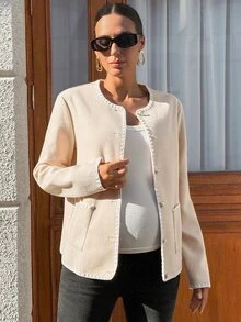 MaterniWear Jaket Hamil Lengan Panjang Kancing Tunggal Ringan untuk Musim Gugur - Aprikot - View 7