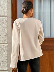 MaterniWear Jaket Hamil Lengan Panjang Kancing Tunggal Ringan untuk Musim Gugur - Aprikot - View 6