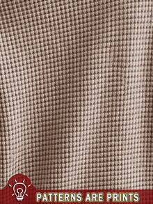SHEIN Clasi Atasan Rajut Kasual Wanita dengan Tekstur Waffle dan Bahu Terbuka, Serbaguna untuk Musim Gugur/Musim Dingin, Kaos Lengan Kelelawar dengan Bahu Terbuka - Aprikot - View 3