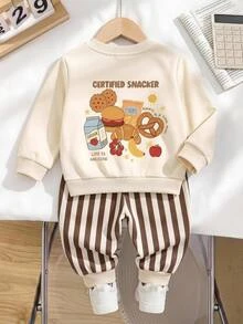 Baby Boys Cartoon Pattern Crew Neck Casual Pullover Autumn Winter Sweatshirt - Multicolor - View 3