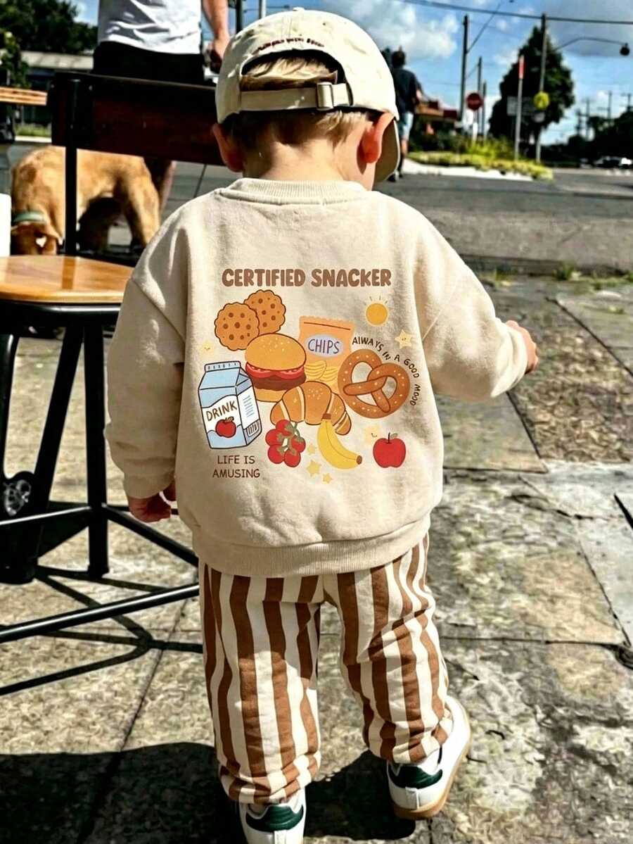 Baby Boys Cartoon Pattern Crew Neck Casual Pullover Autumn Winter Sweatshirt - Multicolor - View 1