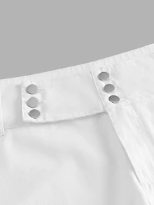 FeverCity Men's Washed Loose Casual Rhinestone Decorated New Stylish Personalized Pants - White - View 3