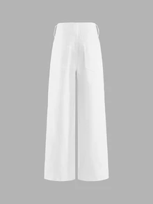 FeverCity Men's Washed Loose Casual Rhinestone Decorated New Stylish Personalized Pants - White - View 2