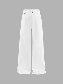 FeverCity Men's Washed Loose Casual Rhinestone Decorated New Stylish Personalized Pants - White - View 5