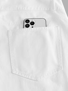 FeverCity Men's Washed Loose Casual Rhinestone Decorated New Stylish Personalized Pants - White - View 7
