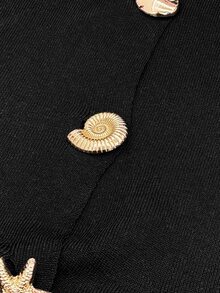 GlowEve CURVE 2026 Plus Size Women's Fashionable Casual Minimalist Versatile Seashell Button Cardigan Vest Perfect For Everyday Wear Fall Winter - Black - View 6