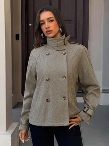 Aloruh 女款高街休閒寬鬆千鳥格格紋夾克 - 彩色 - 查看 9