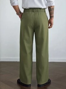 HUEFORM Men's Fashion Casual Green Pants, Woven Fabric, Suitable For Daily Casual, Party And Other Social Occasions - Army Green - View 2