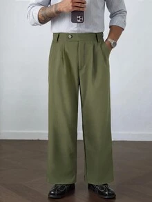 HUEFORM Men's Fashion Casual Green Pants, Woven Fabric, Suitable For Daily Casual, Party And Other Social Occasions - Army Green - View 5
