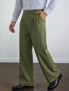 HUEFORM Men's Fashion Casual Green Pants, Woven Fabric, Suitable For Daily Casual, Party And Other Social Occasions - Army Green - View 4