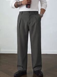 HUEFORM 男士素色百褶休閒百搭日常旅行長褲 - 灰色 - 查看 4