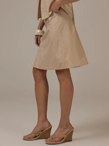 SHEIN x Rafa Kalimann MUSERA Low Rise Button Front Midi Skirt Spring Summer Cute Cosy Cottage Core Y2k Spring Dew Casual Holiday - Apricot - View 4