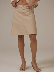 SHEIN x Rafa Kalimann MUSERA Low Rise Button Front Midi Skirt Spring Summer Cute Cosy Cottage Core Y2k Spring Dew Casual Holiday - Apricot - View 3
